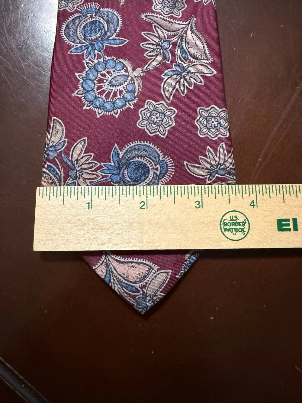 Harve Benard Burgundy Tie with Blue and Cream Floral Motif